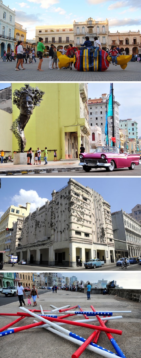 Instalaciones creadas por los artistas durante la Bienal de La Habana