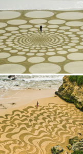 Intervenciones de Land Art realizadas en playas por el artista Jehan Bemjamin